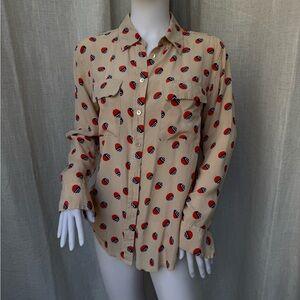 Equipment Beige Button-Up Shirt Small
